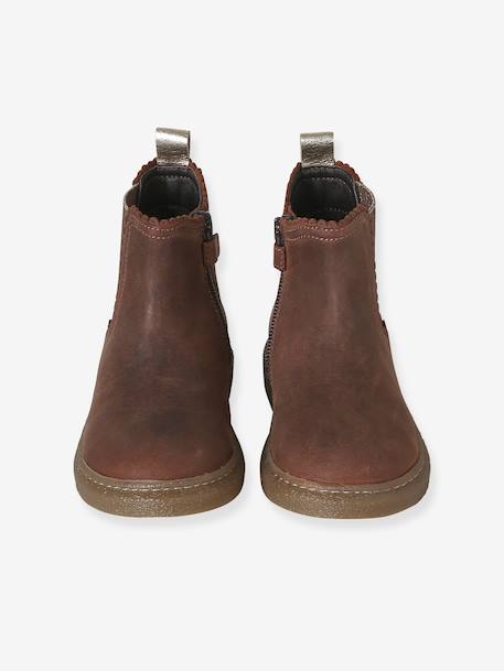 Boots enfant en cuir zippées jaune d'or+marron 9 - vertbaudet enfant 