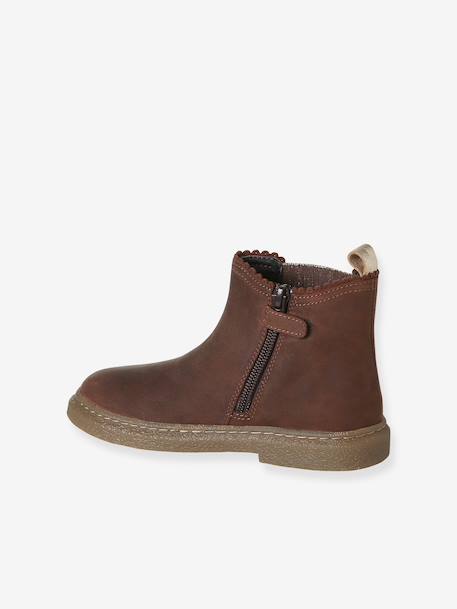 Boots enfant en cuir zippées jaune d'or+marron 8 - vertbaudet enfant 