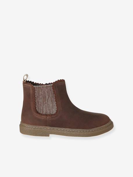 Boots enfant en cuir zippées jaune d'or+marron 7 - vertbaudet enfant 