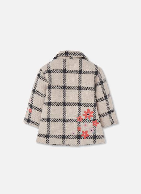 Manteau fille carreaux broderie fleurs Beige 2 - vertbaudet enfant 