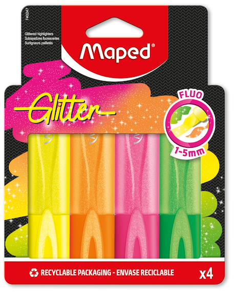 Fille-Accessoires-Fourniture scolaire-Stylo, crayon, feutre-Surligneurs fluo glitter pointe biseautée