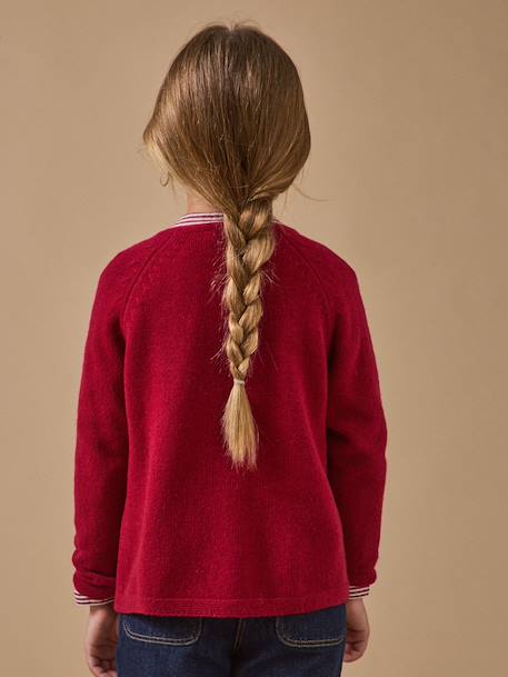 Cardigan  en laine mérinos Framboise+Marine+Vert 2 - vertbaudet enfant 