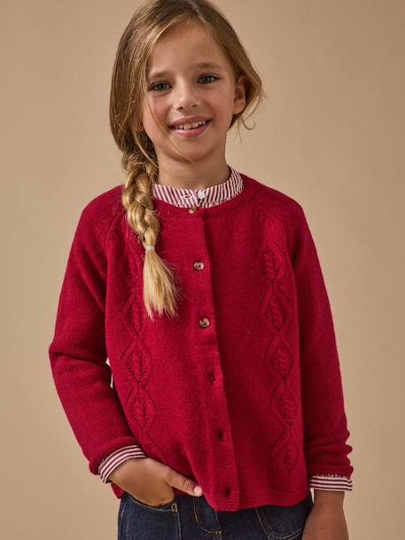 Cardigan  en laine mérinos Framboise+Marine+Vert 1 - vertbaudet enfant 