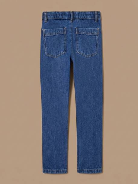 Pantalon droit fille en denim Denim stone+Ecru 2 - vertbaudet enfant 