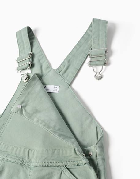 Salopette en sergé à jambe large Vert 2 - vertbaudet enfant 