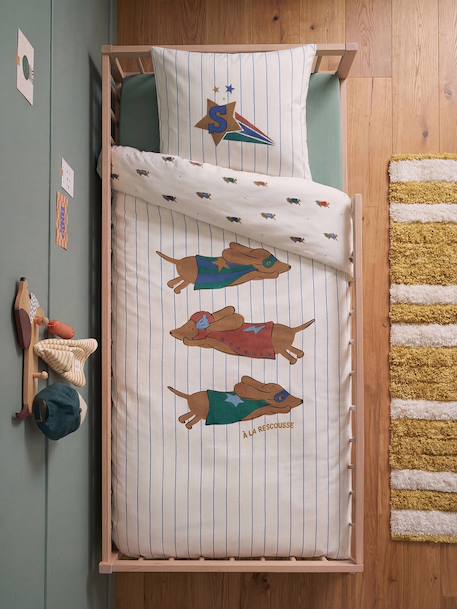 Parure housse de couette et taie d'oreiller rayé bleu 2 - vertbaudet enfant 