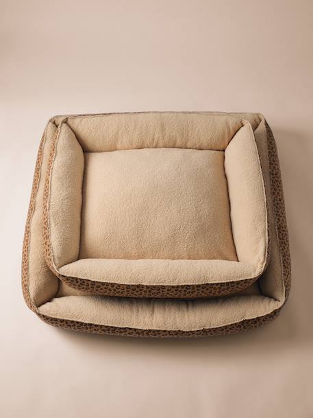 Panier matelassé en velours pour chien, disponible en 3 tailles camel+marron imprimé 16 - vertbaudet enfant 