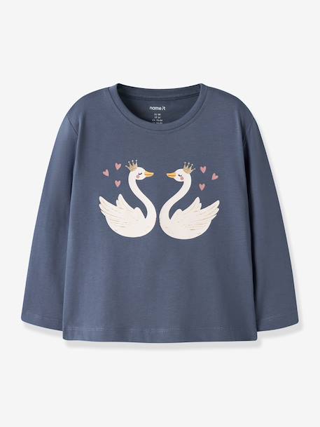 T-shirt à manches longues fille name it blanc+bleu grisé+rose poudré+vert sauge 4 - vertbaudet enfant 