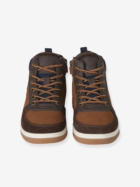 Baskets enfant garçon synthétiques montantes élastiquées et zippées marron 4 - vertbaudet enfant 