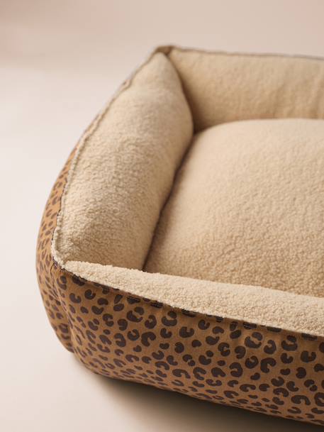 Panier matelassé en velours pour chien, disponible en 3 tailles camel+marron imprimé 17 - vertbaudet enfant 