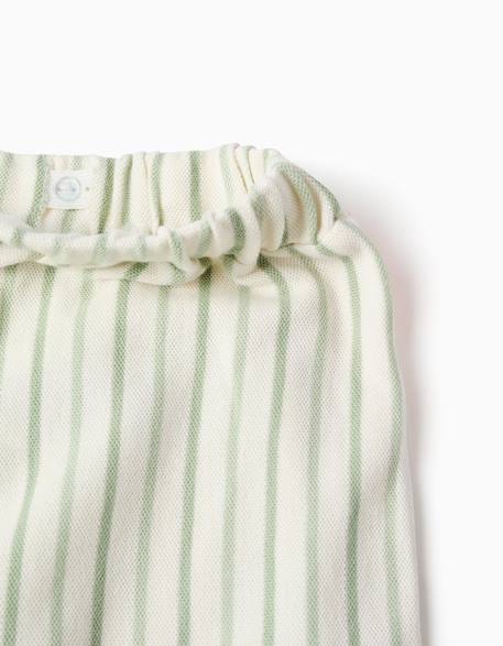 Pantalon en coton à rayures avec galon ric rac Beige clair 4 - vertbaudet enfant 