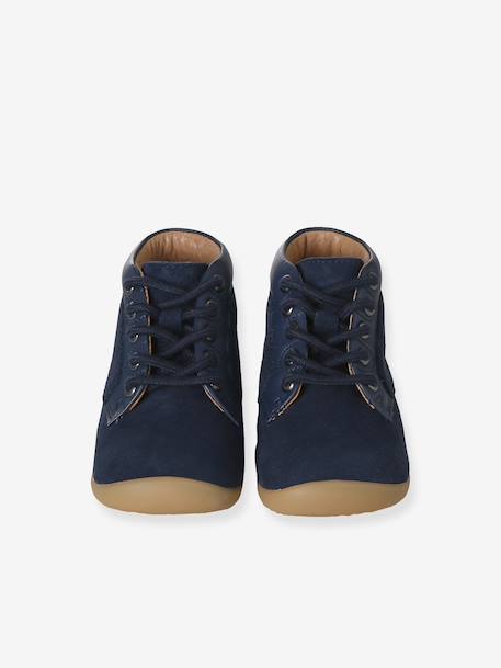 Bottillons lacés cuir souple bébé premiers pas bleu+lot bleu+marine 4 - vertbaudet enfant 