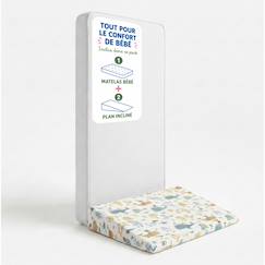 Chambre et rangement-Literie-Pack matelas bébé 60x120 cm + plan incliné coton sweety - confort souple et position idéale