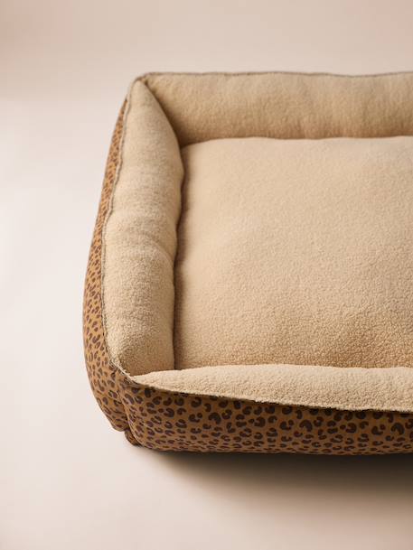 Panier matelassé en velours pour chien, disponible en 3 tailles camel+marron imprimé 22 - vertbaudet enfant 
