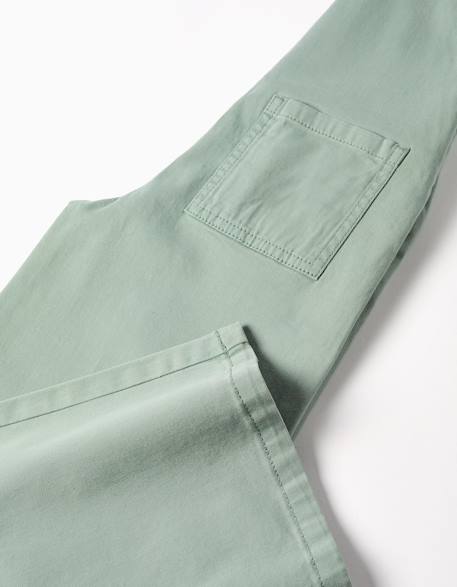 Salopette en sergé à jambe large Vert 4 - vertbaudet enfant 