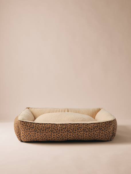 Panier matelassé en velours pour chien, disponible en 3 tailles camel+marron imprimé 13 - vertbaudet enfant 
