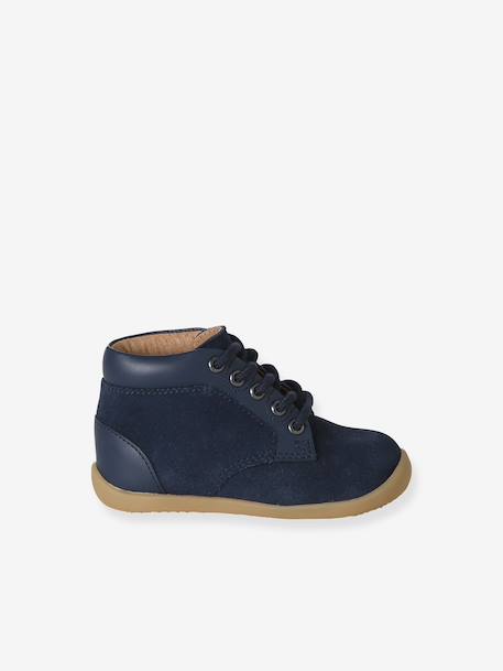 Bottillons lacés cuir souple bébé premiers pas bleu+lot bleu+marine 2 - vertbaudet enfant 