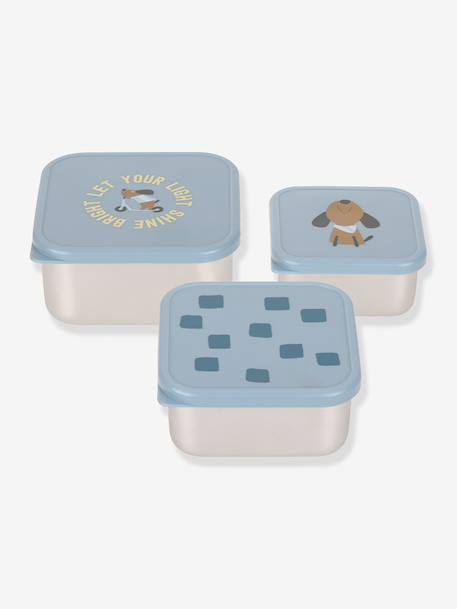 Lot de 3 boîtes à goûter en inox LÄSSIG bleu+lilas+rose+vert d'eau 1 - vertbaudet enfant 