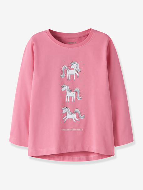 T-shirt manches longues fille name it blanc+bleu pâle+mauve+rose bonbon 4 - vertbaudet enfant 