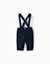 Pantalon en sergé avec bretelles amovibles Bleu foncé 1 - vertbaudet enfant 