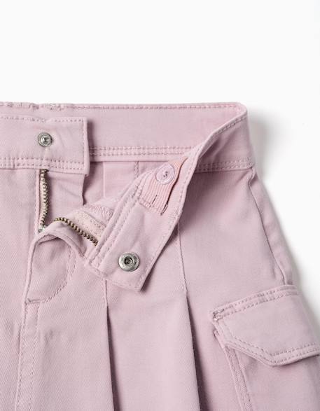 Jupe en sergé avec plis et poches cargo Mauve clair 3 - vertbaudet enfant 