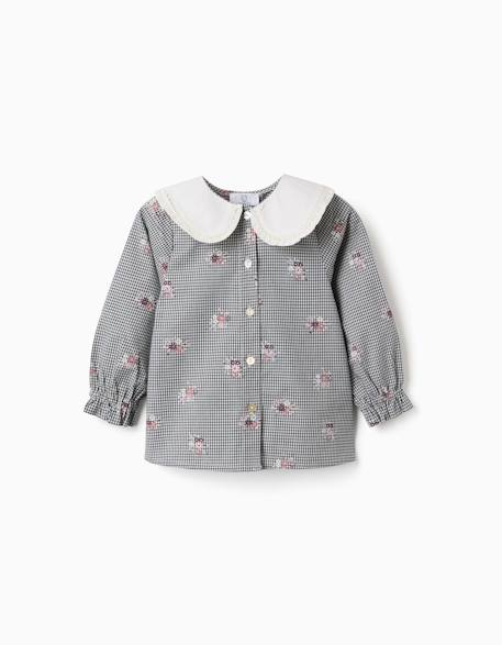 Bébé-Chemise en coton à motif vichy avec imprimé floral