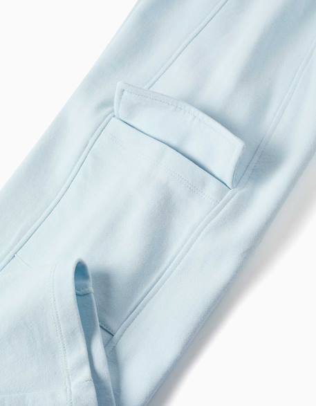 Pantalon en molleton à jambe large avec poches cargo Bleu clair+Gris foncé 4 - vertbaudet enfant 