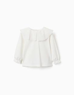 -T-shirt à manches longues avec col maxi en broderie anglaise