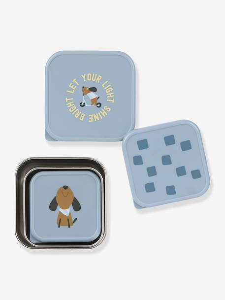 Lot de 3 boîtes à goûter en inox LÄSSIG bleu+lilas+rose+vert d'eau 3 - vertbaudet enfant 