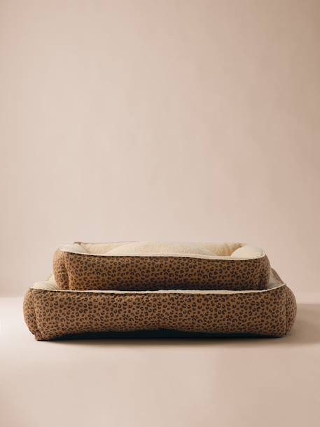 Panier matelassé en velours pour chien, disponible en 3 tailles camel+marron imprimé 15 - vertbaudet enfant 
