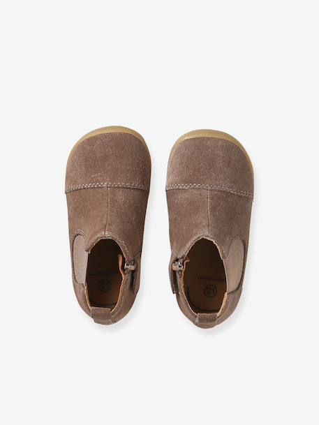 Boots souples en cuir zippées et élastiquées beige+camel+marine 4 - vertbaudet enfant 