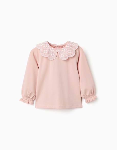 Bébé-T-shirt à manches longues avec col en broderie anglaise