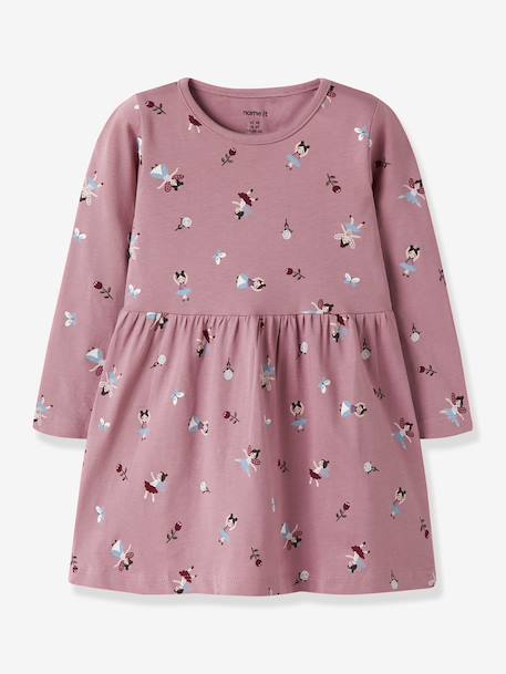 Robe fille à manches longues name it bleu grisé+mauve+vert sauge 4 - vertbaudet enfant 