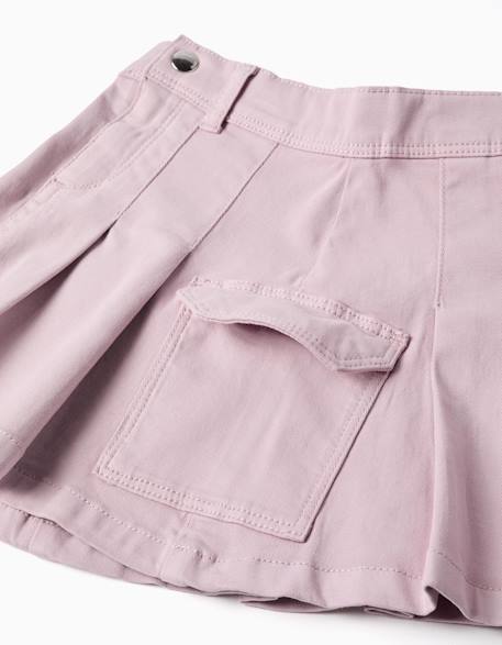 Jupe en sergé avec plis et poches cargo Mauve clair 4 - vertbaudet enfant 