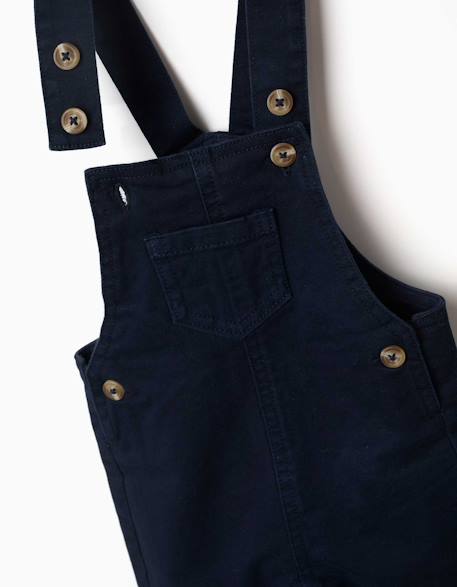 Salopette en sergé avec poche avant Beige clair+Bleu foncé 7 - vertbaudet enfant 