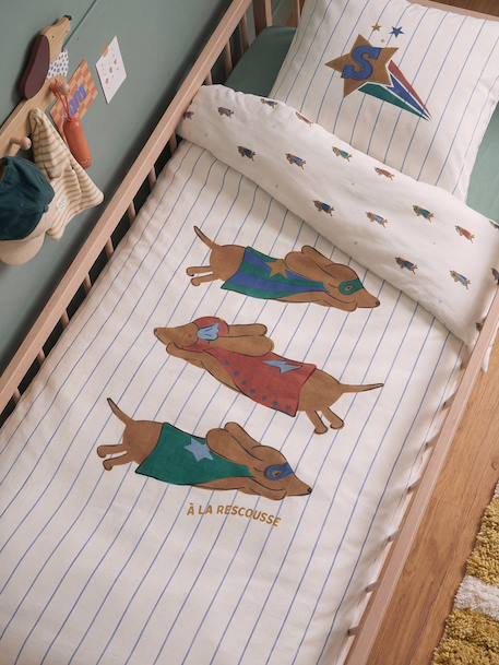 Parure housse de couette et taie d'oreiller rayé bleu 1 - vertbaudet enfant 