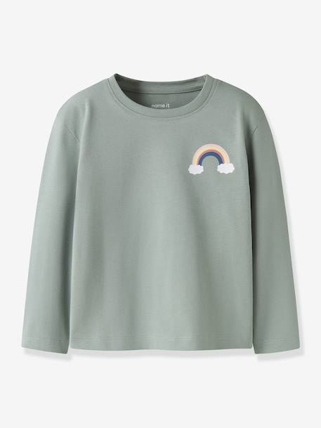 T-shirt à manches longues fille name it blanc+bleu grisé+rose poudré+vert sauge 10 - vertbaudet enfant 