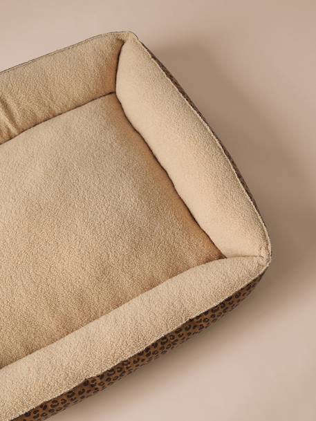 Panier matelassé en velours pour chien, disponible en 3 tailles camel+marron imprimé 18 - vertbaudet enfant 