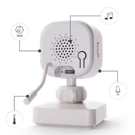 Babyphone Portable NITEEYE TRAVEL avec Écran 4,3 Pouces, Vision Nocturne, Audio Bidirectionnel et Mode VOX Blanc+Blanc, noir 4 - vertbaudet enfant 