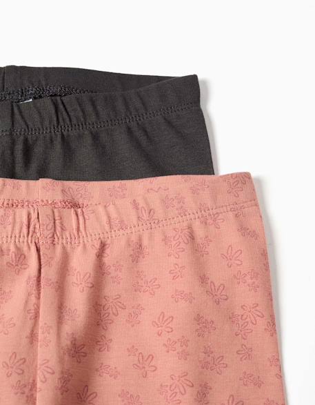 Lot de 2 leggings unis et imprimés Rose+Vert clair 3 - vertbaudet enfant 
