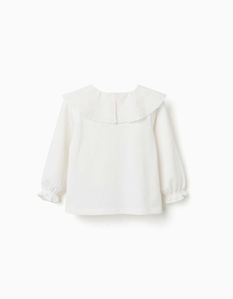 T-shirt à manches longues avec col maxi en broderie anglaise Blanc 2 - vertbaudet enfant 