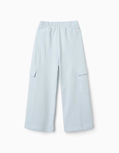 Pantalon en molleton à jambe large avec poches cargo Bleu clair+Gris foncé 2 - vertbaudet enfant 