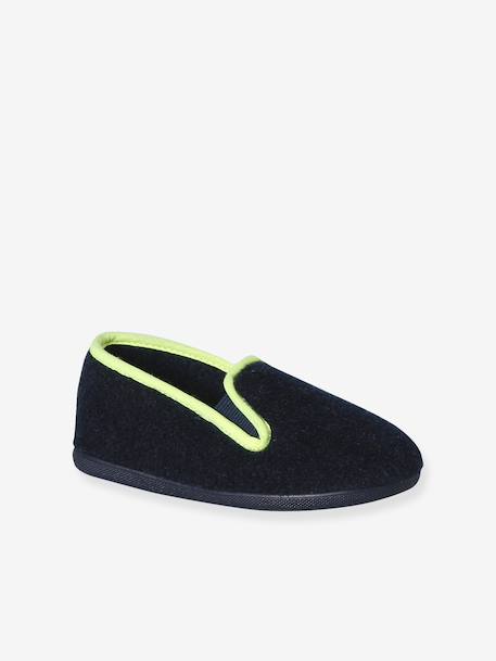 Chaussons velours élastiqués enfant - Fabriqués en France bleu+gris 1 - vertbaudet enfant 