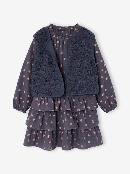 Ensemble robe et veste fille bleu ardoise 1 - vertbaudet enfant 