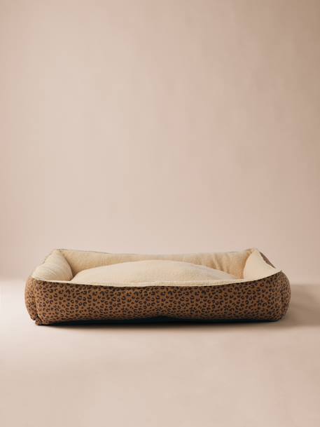 Panier matelassé en velours pour chien, disponible en 3 tailles camel+marron imprimé 14 - vertbaudet enfant 