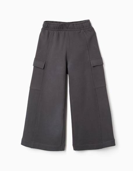 Pantalon en molleton à jambe large avec poches cargo Bleu clair+Gris foncé 5 - vertbaudet enfant 