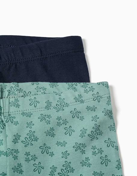 Lot de 2 leggings unis et imprimés Rose+Vert clair 6 - vertbaudet enfant 