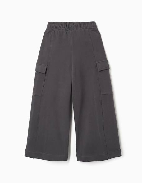 Pantalon en molleton à jambe large avec poches cargo Bleu clair+Gris foncé 6 - vertbaudet enfant 