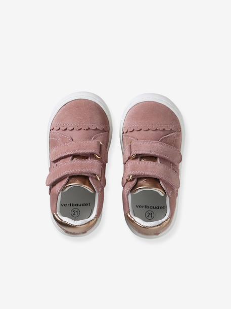 Baskets bébé fille cuir à scratchs blanc+or+rose poudré 17 - vertbaudet enfant 