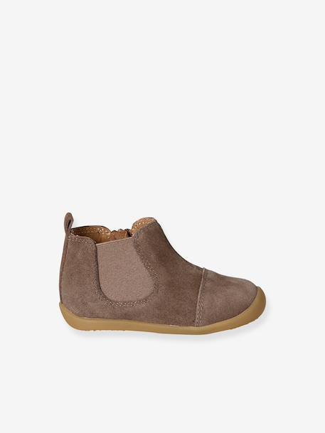 Boots souples en cuir zippées et élastiquées beige+camel+marine 2 - vertbaudet enfant 